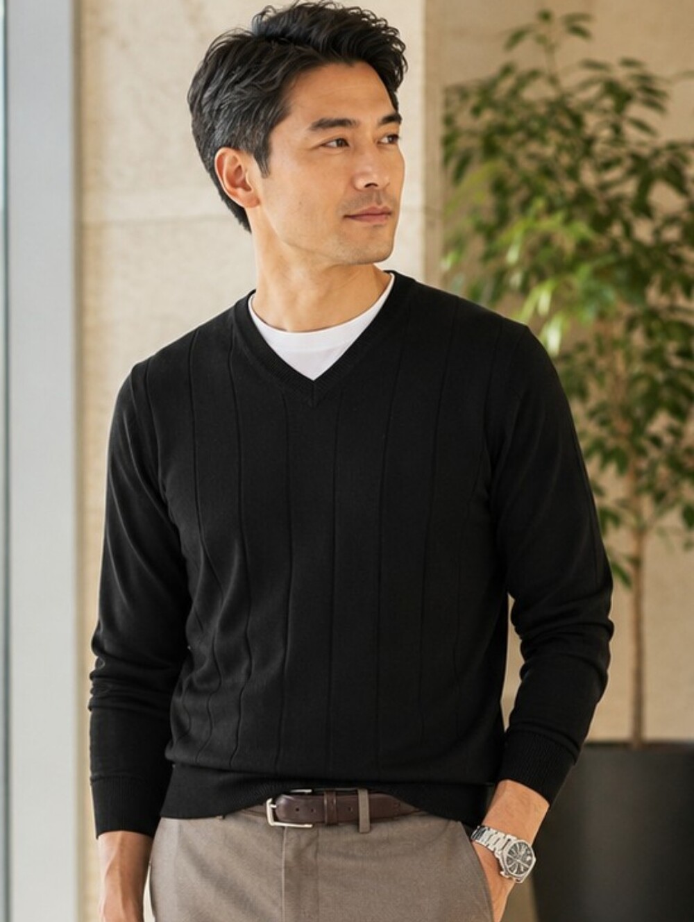 Daniel Bishop NWT Black 75% Silk Cotton V-Neck Sweater M